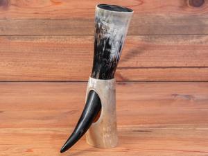 Vente chaude 2024 Médiéval Viking Corne À Boire Tasse En Laiton Naturel Ajusté Buffle Ox Corne avec Support Style Animal - Product Image 6