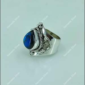 Bague en argent sterling 925 avec labradorite, bijou unique, culturel et de collection, fait main, labradorite naturelle en forme de poire, idéal comme bague de promesse. - Product Image 4