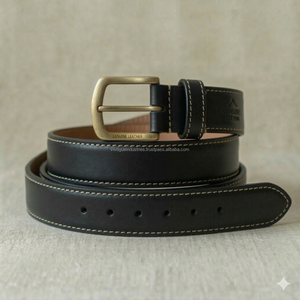 Cinturón de Cuero Genuino Vintage para Hombre, Hebilla de Cobre, Piel de Vaca, Duradero, Resistente, Simple, Grano Liso, Atemporal, para Uso Diario - Product Image 4