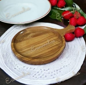 Tablero clásico de madera maciza \ Pizza, paleta para servir, plancha de pan de mano redonda, tabla de cortar, plato, bandeja para hornear pasteles con asa - Product Image 5