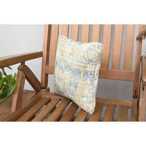 Premium Luxury 12x12 Inch Yellow Wool Kantha Patchwork <b>Pillow</b> Woven Vintage Floral Embroidered Decorative <b>Cushion</b> for Floor Use - Product Image 3