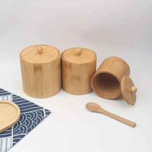 Ensemble de boîtes en bois de mangue 3 pièces accessoires d'ustensiles de cuisine sucre café thé et épices bocaux de stockage couverture pour articles de table vaisselle - Product Image 1