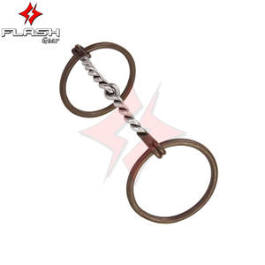 Professionnel 5 pouces torsadé incurvé bouche anneau Snaffle Bit finition antique culotte équestre équitation équipement d'entraînement - Product Image 2