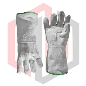 Guantes de Soldadura de Cuero Liso de Media Manga, Resistentes al Calor y al Fuego, Antiestáticos, para Soldadura MIG, TIG, Stick, Forja, Barbacoa, Resistentes a Desgarros, 11 oz, Tejido de Punto - Product Image 4