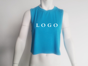 OEM Custom New Arrival Solid Color 100% Polyester Crop tank <b>Top</b> Custom logo Workout tank <b>Top</b> Women - Product Image 2