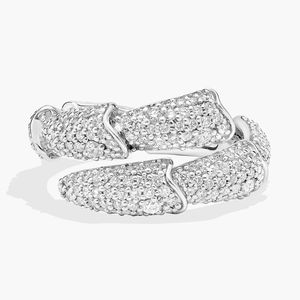 Boucles d'oreilles créoles de luxe pavées de diamants pour femmes, plaquées or blanc, en moissanite, bijoux de mode nuptiale - Product Image 4