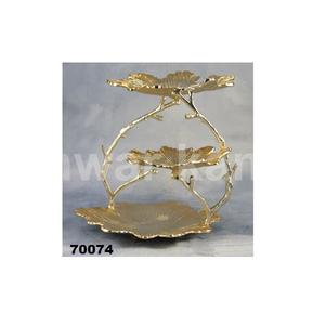 ฐานดอกลิลลี่ลอยน้ำได้3ชั้นดีไซน์ใบอลูมิเนียมสีทอง - Product Image 1