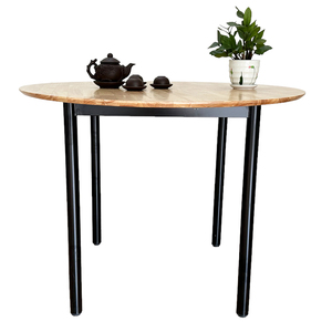Midcentury Rubber Wood <b>Dining</b> <b>Table</b> <b>Set</b> with Powder-Coated Iron Legs 100cm <b>Round</b> <b>for</b> Parties - Product Image 2