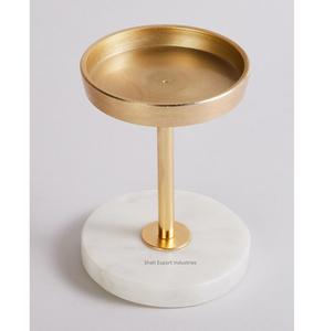 Bougeoir de pilier en métal doré attrayant avec base en marbre rond pour les piliers de bougie de décor de Table d'événement de fête de mariage - Product Image 5