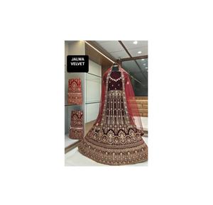 Vêtements et accessoires vêtements indiens pakistanais mode d'exportation style ethnique papillon velours Jarkan diamant Lehenga Choli - Product Image 1