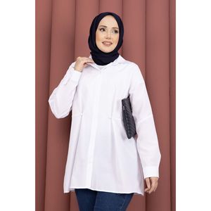 Camisa Blanca Abotonada para Mujer, Marca Alin, Cintura Ajustable, Estilo Casual y Formal, Tejidos de Popelina, Satén y Punto, para Otoño y Primavera, Talla XL - Product Image 2