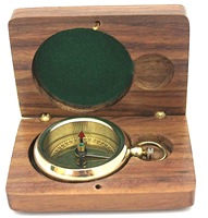 Boussole vintage de qualité supérieure en laiton massif avec boîte en bois - Étanche, idéale pour la randonnée, avec aiguille luminescente, QG Enterprise 2 pouces