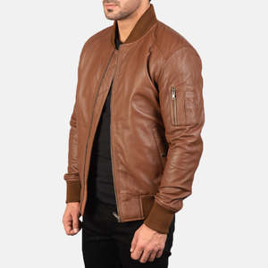 Chaqueta Bomber Reversible de Piel de Oveja Marrón Bomia MA-1, Cuello Alto, Cierre de Cremallera, Impermeable, Bordada, para Otoño, Talla XS - Product Image 2