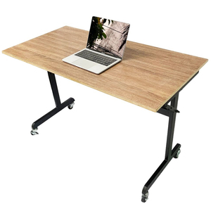 Table portable pliable pour ordinateur portable 120x60cm avec étagère, en bois massif et contreplaqué mélaminé, design simple pour chambre à coucher - Product Image 2