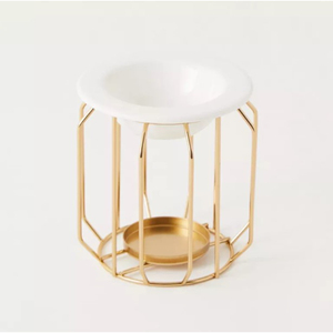 Magnifique brûleur à huile en fil métallique doré avec bol en verre pour purifier l'air et apporter une touche de fraîcheur pour la maison, l'hôtel, la salle de bain. - Product Image 5