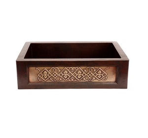 2024 Best Seller Fruit Leaf Design Fregadero de cocina de cobre Fregadero de granja de cobre Fregadero hecho a mano Fabricante Proveedor al por mayor - Product Image 3