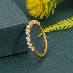 Tendencia IGI certificado VVS pera corte laboratorio cultivado diamante 14K oro sólido boda banda anillo fino moda lujo mujeres joyería regalos - Product Image 1