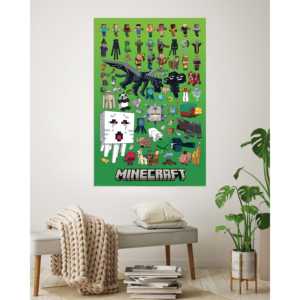 Póster de Montaje de Personajes de Minecraft, Decoración Colgante de Plástico Impresa Digitalmente para el Hogar o la Oficina - Product Image 3