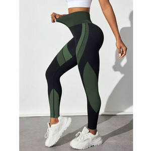 Leggings d'entraînement de yoga pour femmes Logo personnalisé confortable Collants de fitness mi-gymnastique Vente en gros sans couture Spandex/Polyester tricoté - Product Image 2