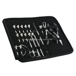 Kit d'outils d'extension de cheveux professionnels en acier inoxydable Salon enlèvement et pince à sertir ciseaux boucle outil et crochet ensemble d'accessoires - Product Image 1