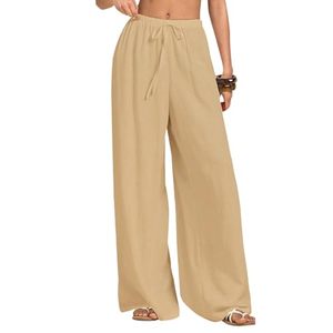 <span class=keywords><strong>Pantaloni</strong></span> Lunghi da Donna OEM/ODM <span class=keywords><strong>a</strong></span> Vita Alta <span class=keywords><strong>in</strong></span> <span class=keywords><strong>Lino</strong></span>, Estivi, Elastici, <span class=keywords><strong>a</strong></span> Gamba Larga, Casual ed Eleganti, Stile <span class=keywords><strong>Palazzo</strong></span>, con Tasche - Product Image 1