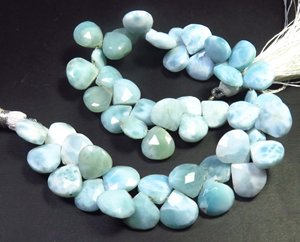8 Strand Larimar Gems Heart Shape Beads Natural Blue Pectolite Faceted 9-10mm Lote al por mayor - Product Image 5