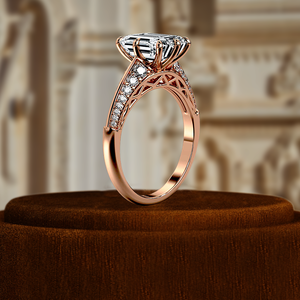 Anillo de boda de compromiso con forma de paz de diamante cultivado en laboratorio de 1 quilate clásico 3D medio pavé IGI certificado E/VS1 claridad fiesta cristianos - Product Image 6