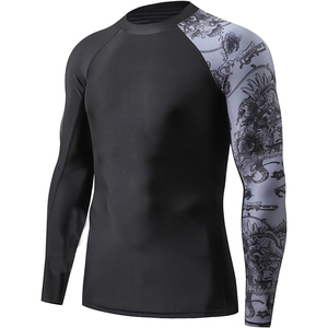 Rashguard MMA imprimé sérigraphié respirant, compression, personnalisé BJJ, en Spandex/Polyester, manches courtes, pour homme, OEM - Product Image 3