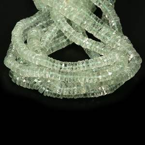 Cuentas de piedras preciosas sueltas con forma de neumático Heishi facetado de amatista verde Natural, cuentas de corte de rueda de amatista de 6-7mm para fabricación de joyas India - Product Image 3