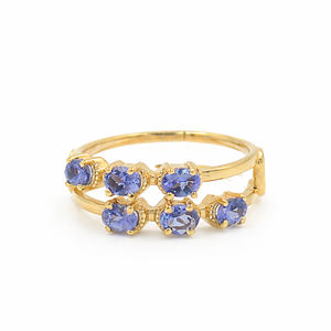 แหวนเงินแท้ 925 ประดับแทนซาไนต์ทรงรี 6 เม็ด แบบสองแถว ดีไซน์แบบ Eternity สำหรับผู้หญิง - Product Image 4