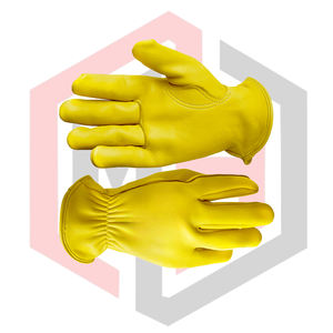 Yellow Cowhide <b>Leather</b> Driver Gloves Adjustable <b>Strips</b> Silicone-free Powder-free Breathable Winter Warm Lining for Outdoor Work - Product Image 6