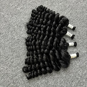 Ondulé Bouclés buk Extensions de Cheveux Humains Produits de Beauté pour les femmes Couleur Naturelle 1b 100% brut pleine cuticule alignée - Product Image 4