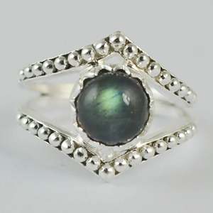 Handmade Boho 925 Sterling Silver <b>Ring</b> with <b>Labradorite</b> Inlay Shape November Birthstone Jewelry Perfect Gift for Her Birthday - Product Image 5