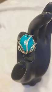 100% joyería fina de plata genuina encantador anillo de piedras preciosas Larimar ovalado azul con ajuste de incrustaciones de diamantes para bodas y fiestas - Product Image 5