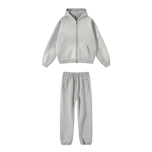 Survêtement personnalisé délavé à l'acide 100% coton Sweat à capuche vintage et pantalon de survêtement Jogger Set Stone Wash Winter Sportswear Men Tracksuit - Product Image 4