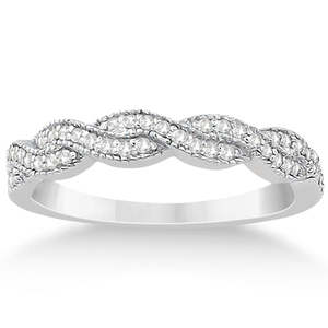18K White Gold Diamond Infinity Semi-Eternity Wedding <b>Band</b> 0.30ct Diamond <b>Rings</b> - Product Image 2