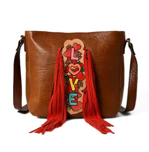 Paix de signe avec fleur et fleurs femmes sacs à bandoulière nouveauté sac à bandoulière pour femmes sac de messager avec fermeture éclair - Product Image 1