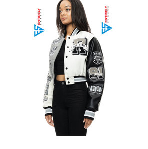 Chaqueta Varsity de Béisbol Corta con Cremallera de Forro Polar Sherpa al por Mayor, Diseño Bordado, Transpirable, Invierno, 100% Poliéster - Product Image 4