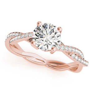 Anillo de Compromiso con Diamantes en Oro Rosa de 14K con Incrustaciones Laterales en Espiral, 1.11ct - Product Image 4