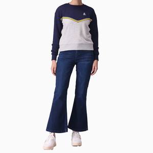 เสื้อสเวตเตอร์คอกลมปักสีบล็อกคอกลมผ้าโพลีเอสเตอร์/ ผ้าฝ้ายสำหรับฤดูหนาวแผงบล็อคขนาดใหญ่ - Product Image 1