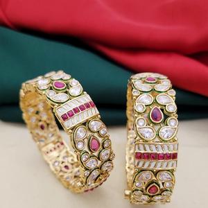 กำไลข้อมือโมอิสซาไนต์ชุบทองดีไซน์พิเศษ ชุดสองชิ้น กำไลเปิดได้ทันสมัยสำหรับผู้หญิงสำหรับใส่ในงานแต่งงาน - Product Image 1