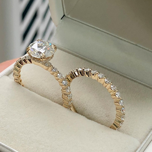 Anillo de diamante de corte redondo cultivado en laboratorio de 2,10 quilates original con banda de compromiso anillo de bodas joyería 14K oro amarillo vermeil de la eternidad - Product Image 4