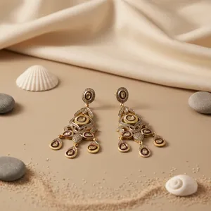 Boucles d'oreilles en diamant pour femmes avec plaqué or, accessoire de bijoux élégant - Product Image 3