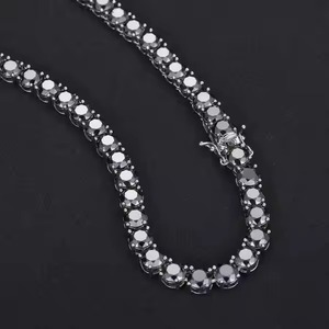 VINSON VVS1 Black Moissanite 3-6.5MM Iced Tennis <b>Necklace</b> for <b>Men</b> Women 925 Sterling Silver Link Chain Fashion <b>White</b> Yellow <b>Gold</b> - Product Image 5
