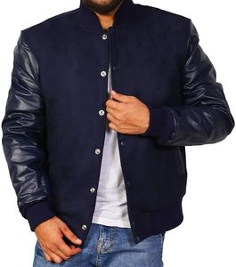 Personalizado al por mayor en blanco Letterman chaquetas al por mayor Bordado de lana de cuero CollegeBaseballjacket para los hombres - Product Image 1