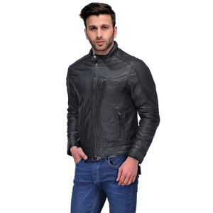 Veste universitaire en cuir de vache souple et confortable de qualité supérieure, à col montant, à capuche, avec broderie sur le devant, design personnalisé, vintage pour homme - Product Image 4