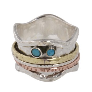 Handmade Wholesale Silver Brass Copper Stress Free Turquoise Round <b>Spinner</b> <b>Ring</b> 925 Sterling Silver Stress Free <b>Spinner</b> Cab <b>Ring</b> - Product Image 1