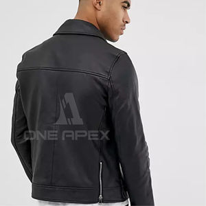 แจ็กเก็ตหนังแท้สำหรับผู้ชายเสื้อแจ็คเก็ตหนังมีซิปสำหรับผู้ชาย - Product Image 2