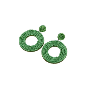 Pendientes de Alta Calidad para Mujer, Joyería Bordada con Cuentas, Diseño Artesanal, Color Verde, Pendientes de Moda - Product Image 5