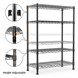 MZG Modern Minimalist Storage <b>Shelves</b> Rack Movable Black Powder Coated DIY <b>Wire</b> Shelving for Living Room - Product Image 4